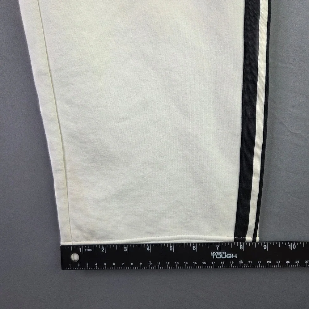 Uniqlo Kids Track Pants Side Stripe Joggers Size 130 Cream White Zipper Pockets